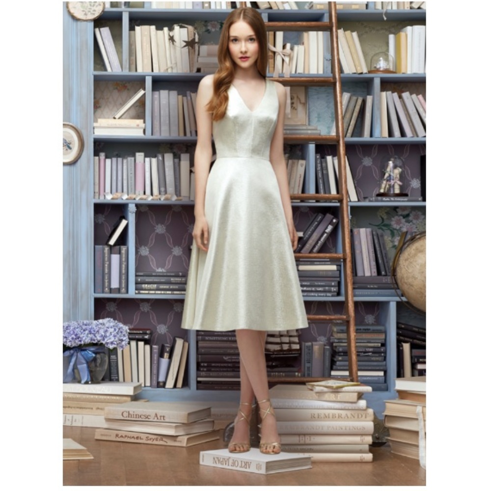 Lela rose metallic gold dress size 8